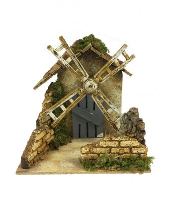 Mulino a vento rappresentazione per presepe 15 cm