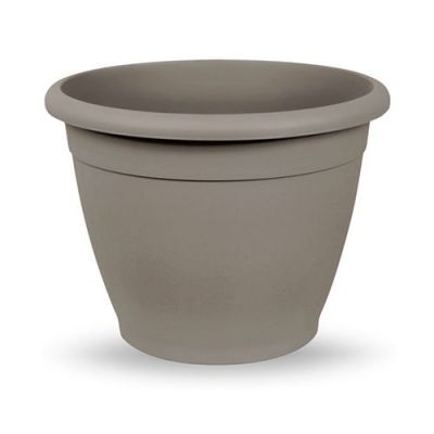 Vaso in plastica rotondo da giardino diametro 18 cm avana