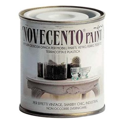 Novecento Pittura gessosa opaca shabby chic per mobili pareti vetro gesso paint 500 ml colore sottobosco