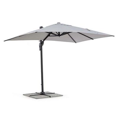 CLIPOP Ombrellone A Sbalzo Da Giardino 3m Con Base A Croce E Manovella - Grigio, Tessuto Poliestere 180g/m², Protezione UV