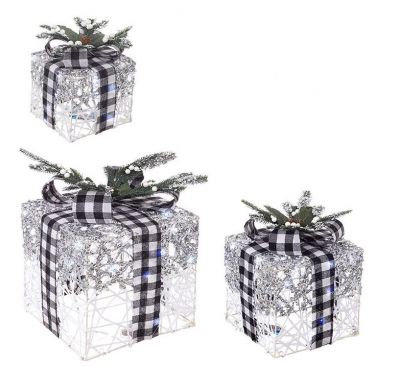 Pacco regalo h 16,5 cm 20 led a luce fissa a batteria bianco freddo