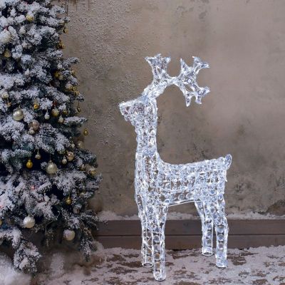 Renna natalizia di cristalli acrilico acp 200 led bianco freddo luce fissa 24v H 90cm