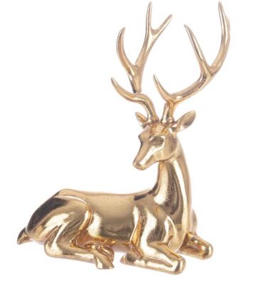 Renna 3D seduta Decorazione natalizia color Oro per uso interno ed esterno