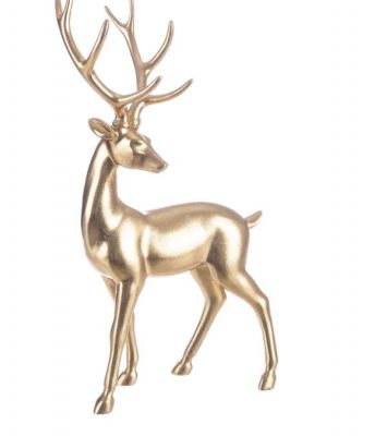 Renna 3D seduta Decorazione natalizia color Oro per uso interno ed esterno 53cm