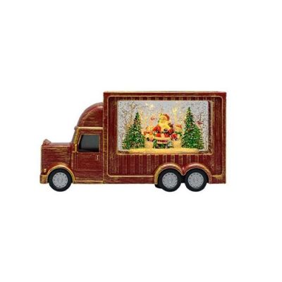 Camion di Babbo Natale a led bianco caldo con glitter a batteria