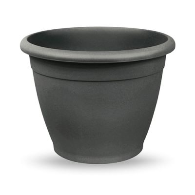 Vaso in plastica rotondo da giardino diametro 20 cm antracite 