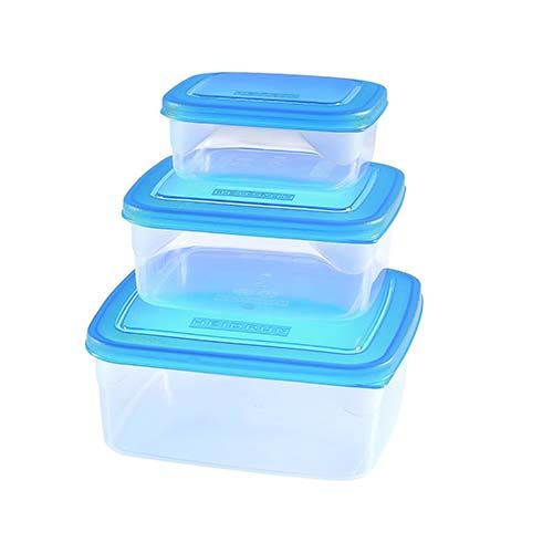 HEIDRUN Set 3 Contenitori quadrati Freezer in Plastica Trasparente