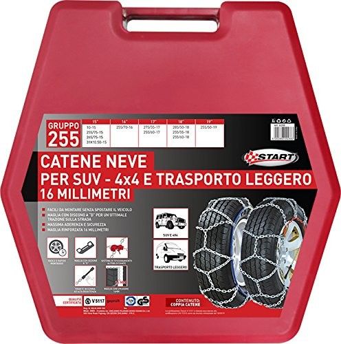 START Catene da neve omologate anti-slittamento per automobili SUV 4x4  trasporto leggero 16 mm GRUPPO¬†225-230-235-240-255