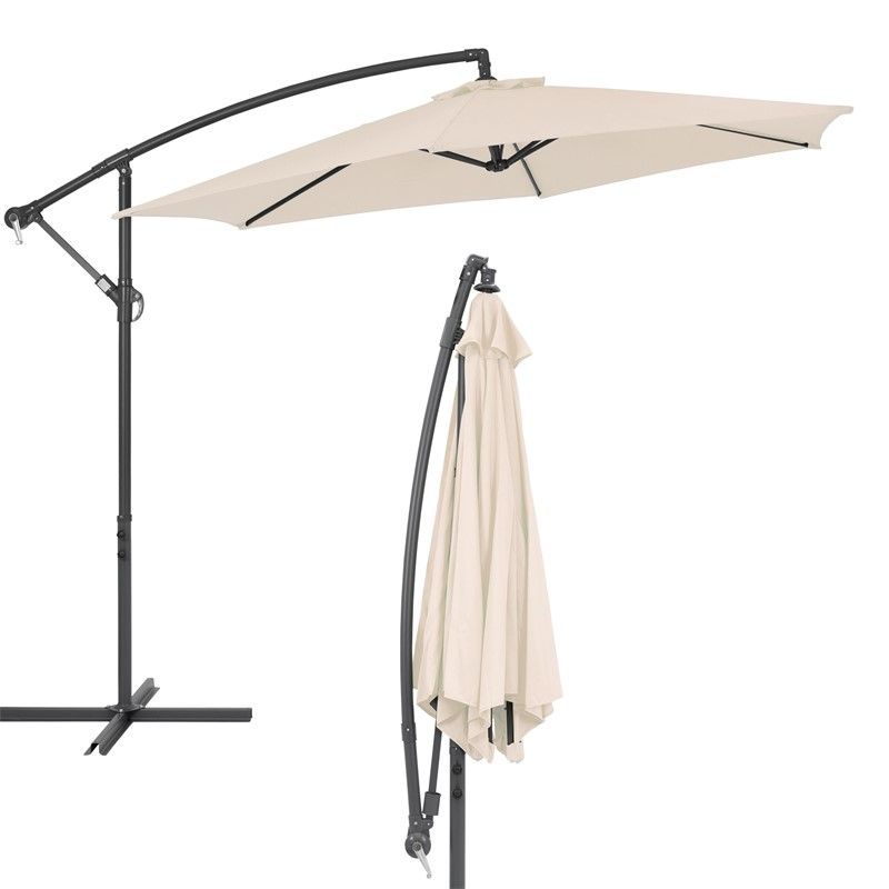 VERDELOOK Ombrellone Quadrato 3x3 M, In Alluminio E Poliestere 180g/m², Colore Ecrù, Con Apertura A Molla - 2