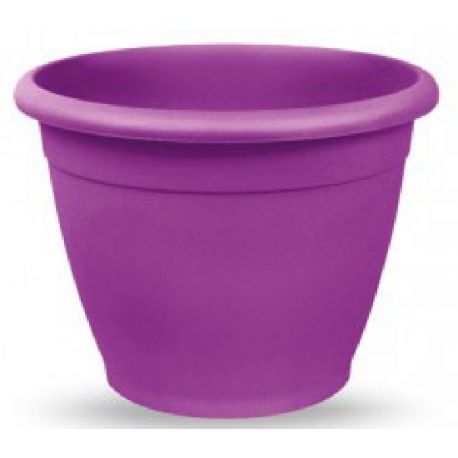 Vaso da fiori in plastica con inserto rimovibile, rotondo scanalato (bianco, L