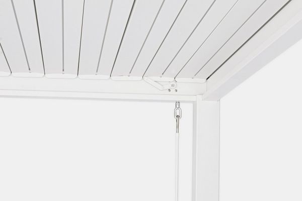 Pergola pacific 3x3 bianco in alluminio con tetto lamellare orientabile 