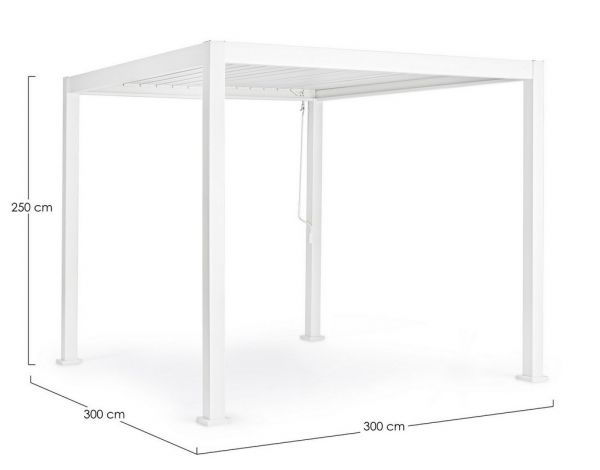 Pergola pacific 3x3 bianco in alluminio con tetto lamellare orientabile 