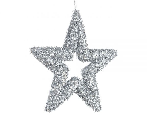 Pendaglio angelica stella grande argento decorazioni natalizie h35 cm
