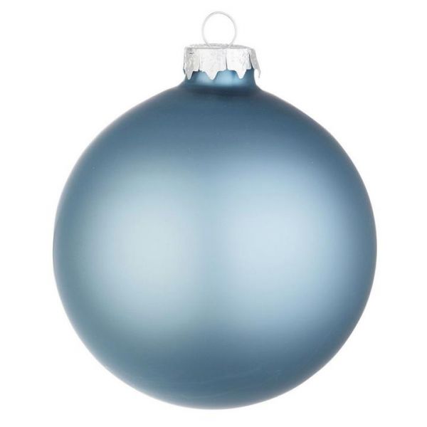 Palline per albero di natale in vetro azzurro opaco tinta unita un pezzo 10 cm
