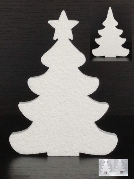 Sagoma di albero di Natale abete in polistirolo bianco h 107 cm  con stella o senza