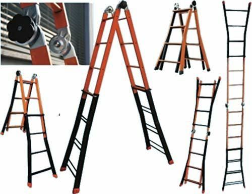 Scala in acciaio telescopica gradini 4+4 h max 3,80 mt trasformabile allungabile
