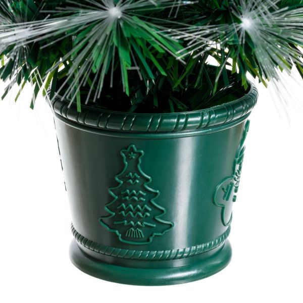 Albero di Natale h 130 cm in fibre ottiche luci bianco caldo e RGB pvc da interno con base