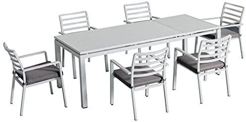 Tavolo allungabile estensibile per giardino in alluminio 160-220x90x76h rettangolare arredo esterno