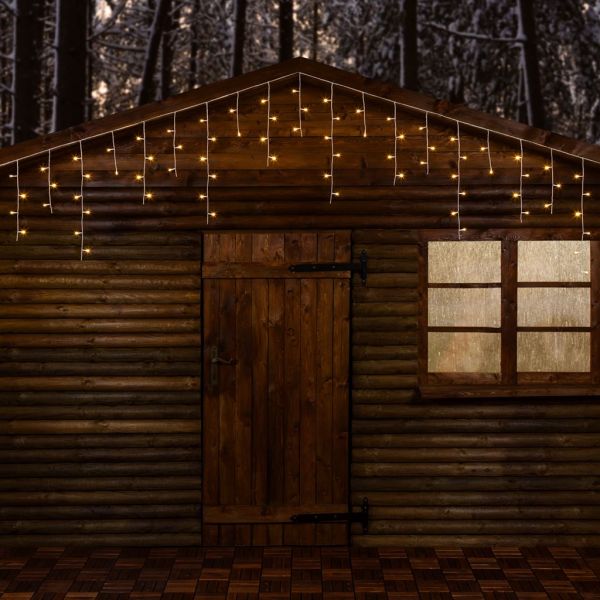 Tenda a cascata luminosa 255 led Bianco caldo luci di Natale D.5mm reflex 4m+768xH60cm