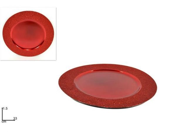 SOTTOPIATTO NATALIZIO GLITTER ROSSO 33cm