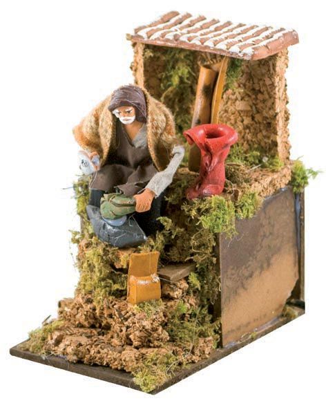 pastore 14x9cm ciabattino calzolaio in movimento ambientazioni per presepe