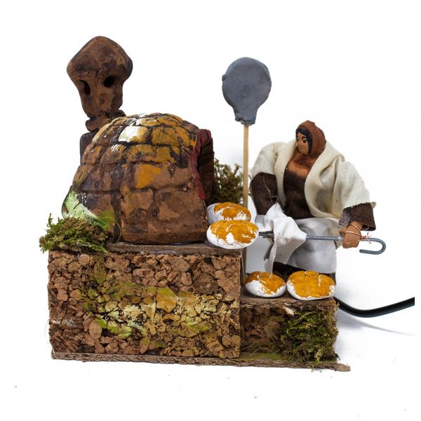 Pastore fornaia in movimento 14x9 cm mestieri per presepe in movimento cm 8