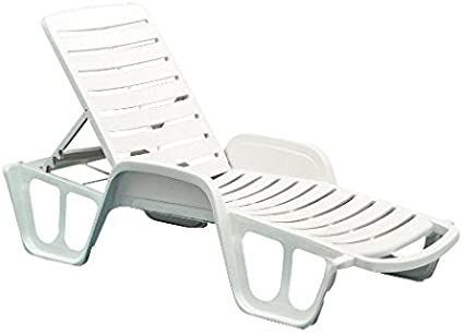 Lettino sdraio giardino schienale regolabile Bianco resina impilabile192x71x100 