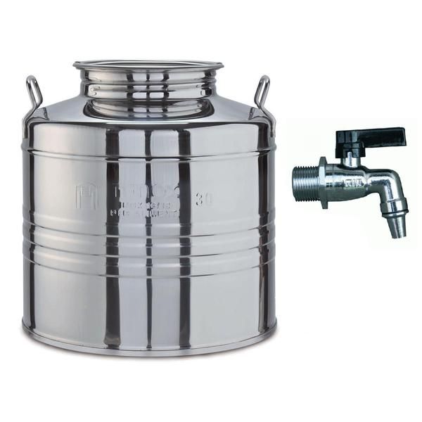 Contenitore fusto bidone olio da 20 LT (RUBINETTO OMAGGIO) acciaio inox 18/10