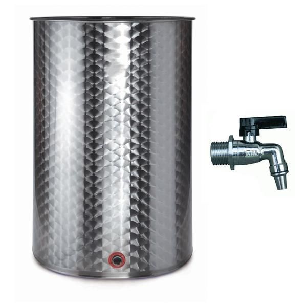 Botte contenitore fusto bidone per olio o vino da 150 LT (RUBINETTO OMAGGIO) acciaio inox 18/10