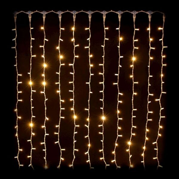 Tenda luminosa 144 maxiled bianco con filo trasparente per decorazioni natalizie
