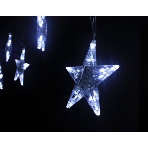 Tenda a cascata luci di Natale a led 8 Stelle Bianco Freddo