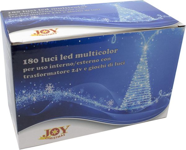 Catena Luminosa 180 LED Multicolor per Interno/Esterno con 8 Giochi di Luce trasformatore 13m