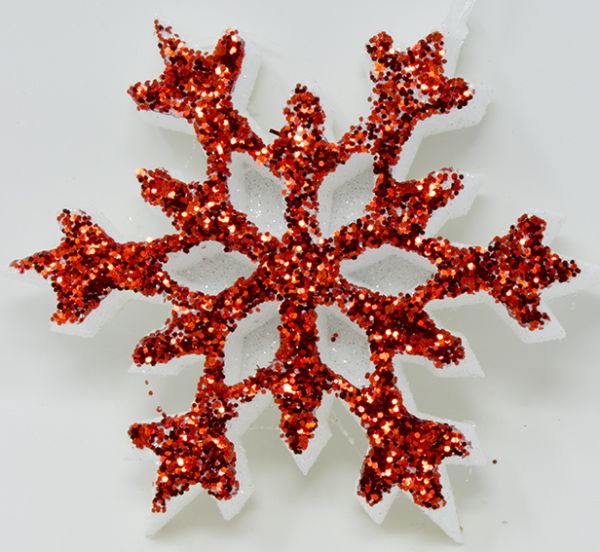 Fiocco di Neve di Natale rosso Decorazione Ornamento per Albero di Natale 14 cm