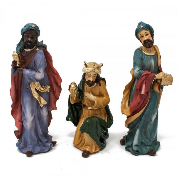 Set 8 pezzi natività completa sacra famiglia in resina 19 cm per presepe
