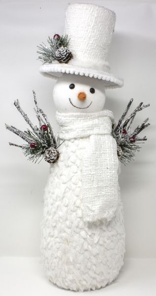 Pupazzo di neve bianco con vestito 52 cm