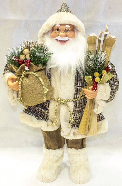 Babbo Natale marrone e grigio pupazzi natalizi 30 cm