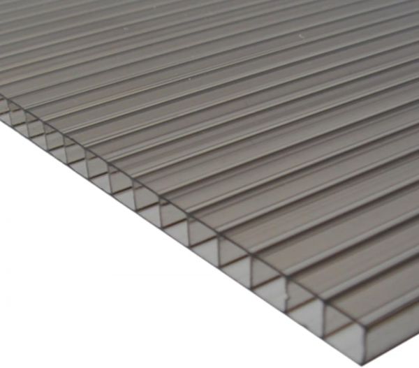 Pensilina 100 x 60 cm alveolare fume' in policarbonato tettoia modulabile  Art.1884 