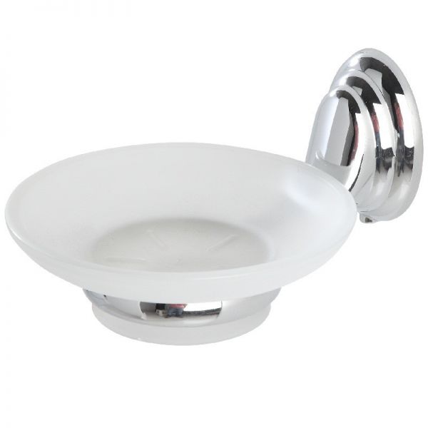 Portasapone cromo vetro satinato double-blister ricambi bagno