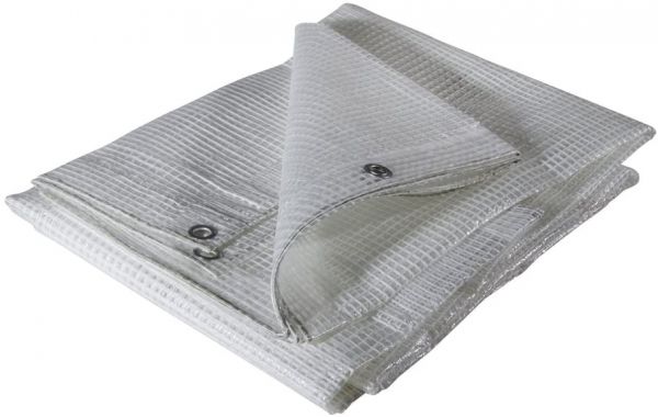 VERDELOOK Telo occhiellato con retinatura in polietilene, 3x3 m, grammatura 150 g/m², Trasparente, Multiuso, per Copertura e stoccaggio Merce