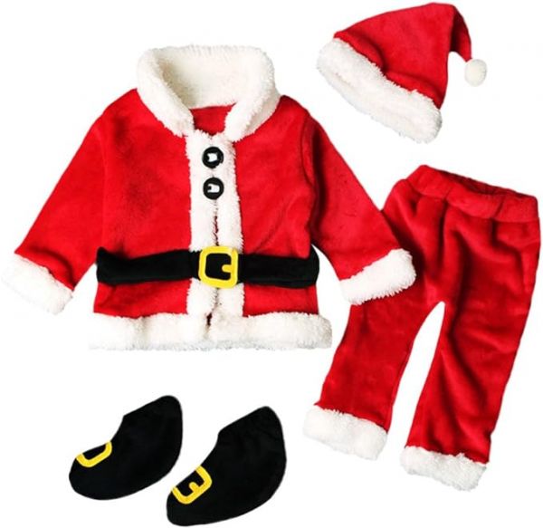 Vestito di Babbo Natale per bambini da 3 ai 12 mesi