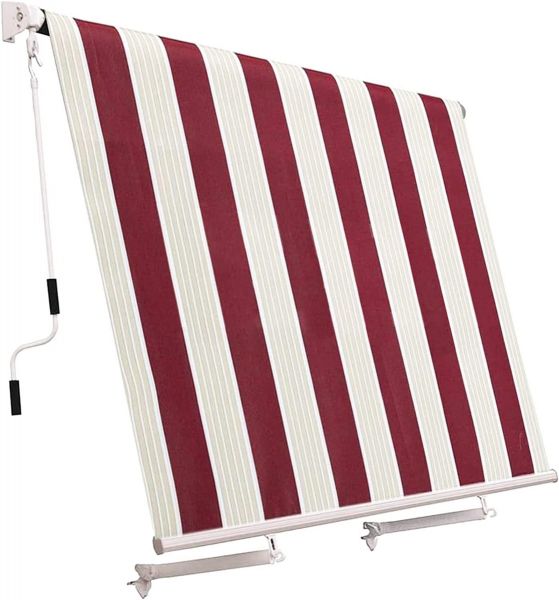 Tenda da sole a caduta 400x300 cm cassonata per balcone e veranda con braccetti telo impermeabile bordeaux 