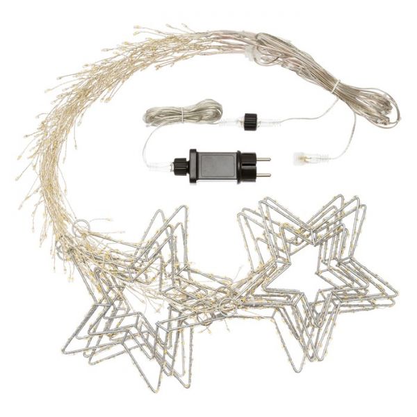 Stalattite decorata con stelle 3,2 x h 0,8 m950 microled bianco caldo