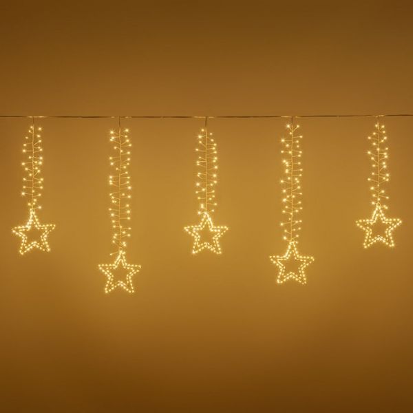 Stalattite decorata con stelle 3,2 x h 0,8 m950 microled bianco caldo