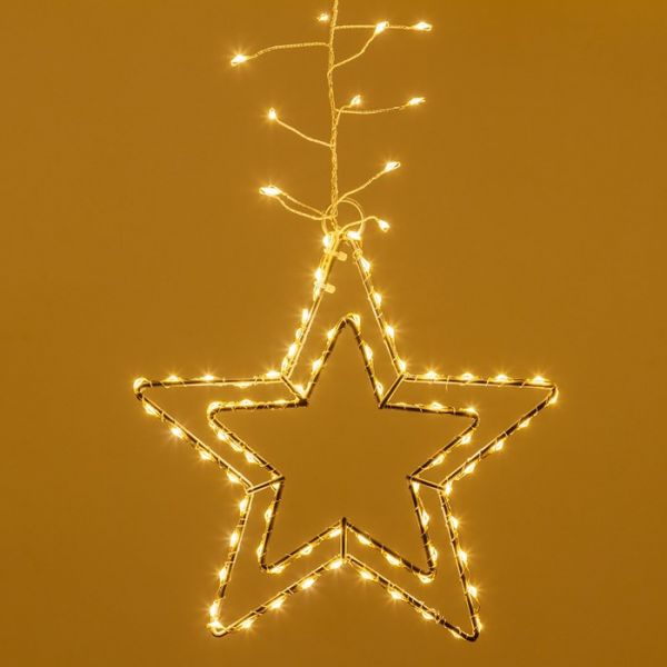 Stalattite decorata con stelle 3,2 x h 0,8 m950 microled bianco caldo