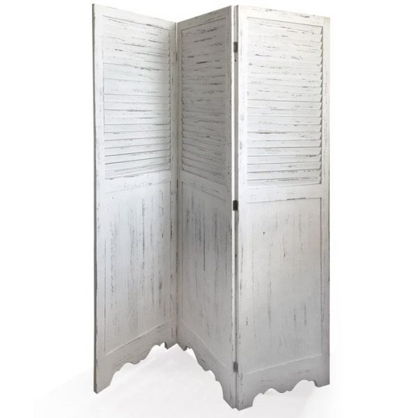 PARAVENTO BIANCO SHABBY LEGNO; DIMENSIONI: 132X3X168cm