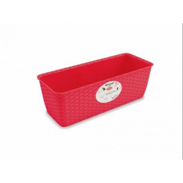 Vaso Balconetta Vari Colori 50CM Rettangolare Rosso con riserva d'acqua 