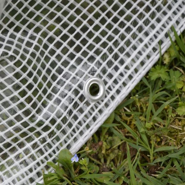 VERDELOOK Telo occhiellato con retinatura in polietilene, 3x3 m, grammatura 150 g/m², Trasparente, Multiuso, per Copertura e stoccaggio Merce