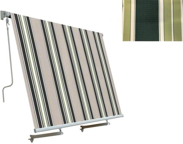 Tenda da sole a caduta 200x250 cm verde bianco senza cassone 