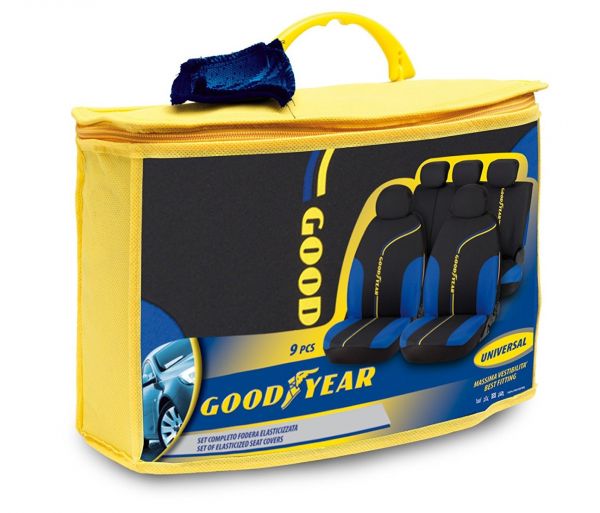 Goodyear Set completo fodere per auto con logo, Universali, colore Nero e blu