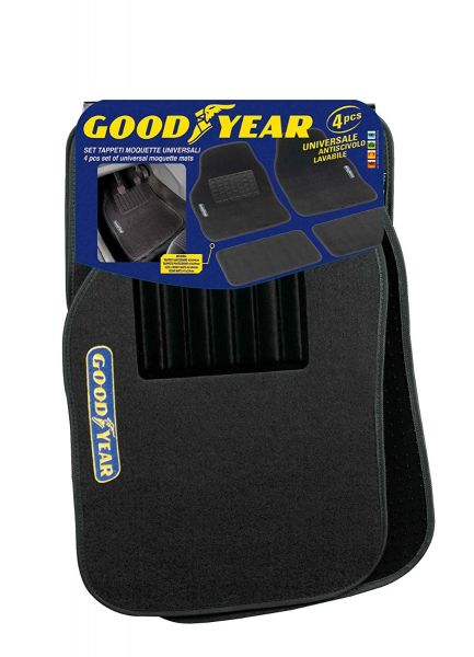 GoodYear Set Tappeti Auto in Soffice Moquette Universali Nero